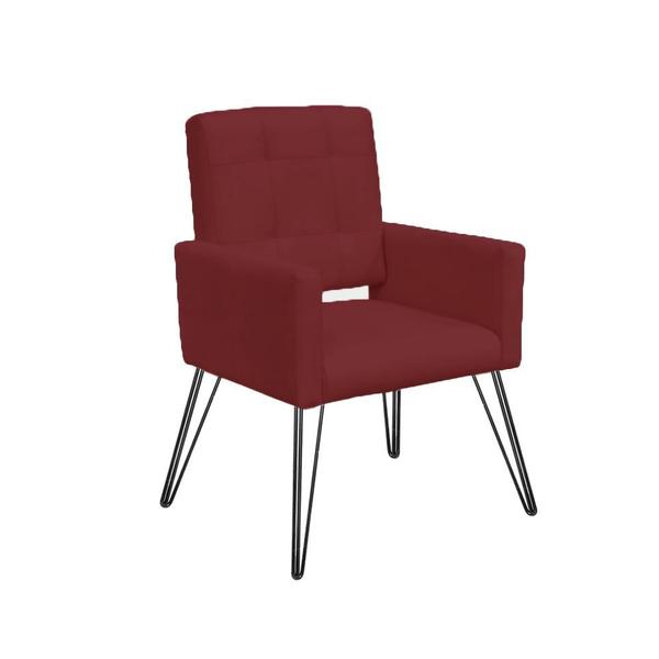 Imagem de Jogo 2 Poltronas Decorativas Para Quarto Closet Pés de Ferro Camila Suede Vermelho Bordo - LM DECOR