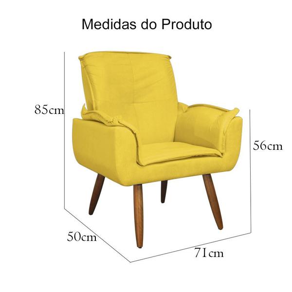 Imagem de Jogo 2 Poltronas Decorativas Para Sala Comercial Emília Plus Suede Amarelo - DL Decor