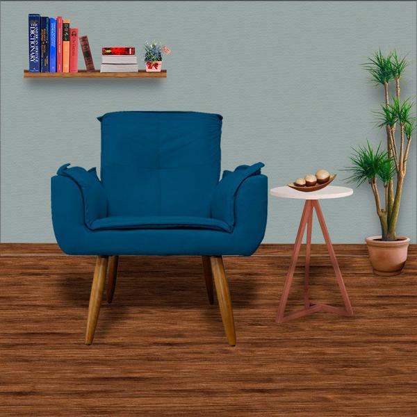 Imagem de Jogo 2 Poltronas Decorativas Para Sala Comercial Emília Plus Suede Azul Royal - DL Decor