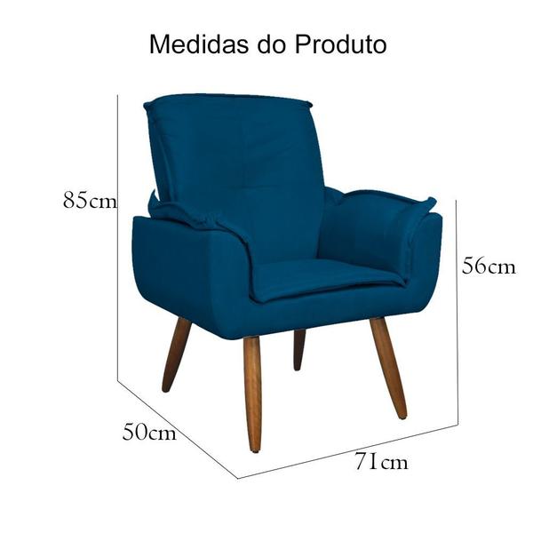 Imagem de Jogo 2 Poltronas Decorativas Para Sala Comercial Emília Plus Suede Azul Royal - DL Decor