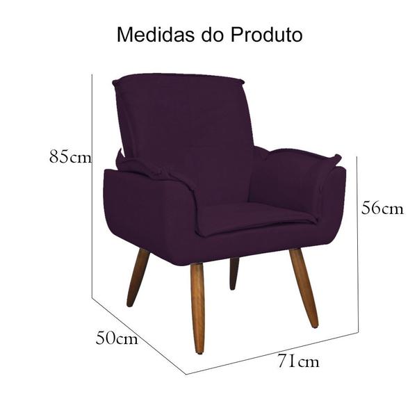 Imagem de Jogo 2 Poltronas Decorativas Para Sala Comercial Emília Plus Suede Roxo - DL Decor