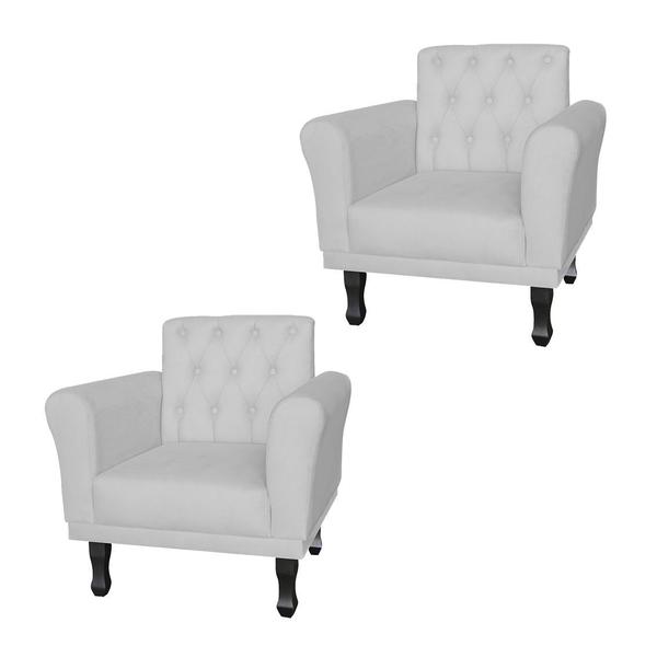 Imagem de Jogo 2 Poltronas Decorativas Para Sala de Espera Classic Corano Branco - DL Decor