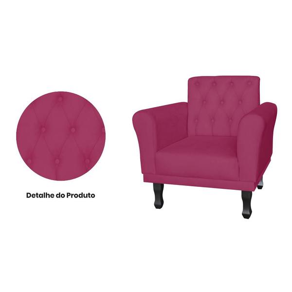 Imagem de Jogo 2 Poltronas Decorativas Para Sala de Espera Classic Suede Rosa Pink - DL Decor