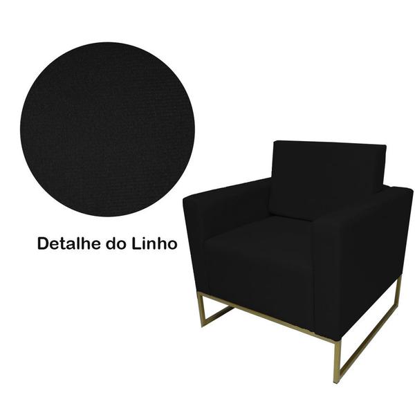 Imagem de Jogo 2 Poltronas Estofada Com Base de Ferro Para Consultório Grazi Corano Preto - DL DECOR