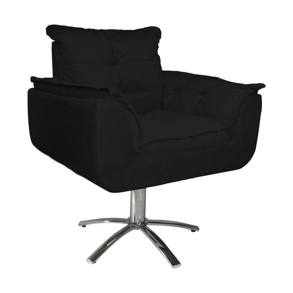 Imagem de Jogo 2 Poltronas Estofada Consultório Base Giratória de Metal Opala Suede Preto - LM DECOR