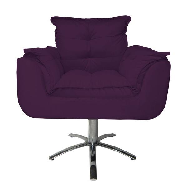 Imagem de Jogo 2 Poltronas Estofada Consultório Base Giratória de Metal Opala Suede Roxo - DL Decor