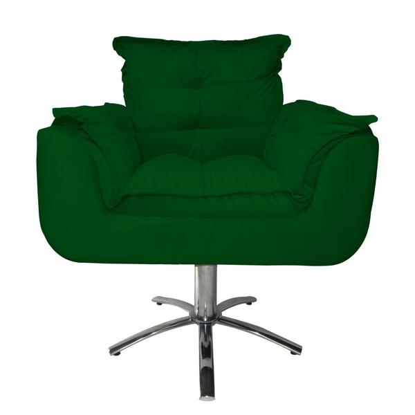 Imagem de Jogo 2 Poltronas Estofada Consultório Base Giratória de Metal Opala Suede Verde - DL Decor