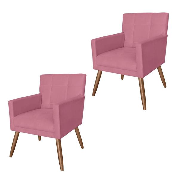 Imagem de Jogo 2 Poltronas Estofadas Para Quarto Closet Onix Suede Rosa Barbie - DL Decor