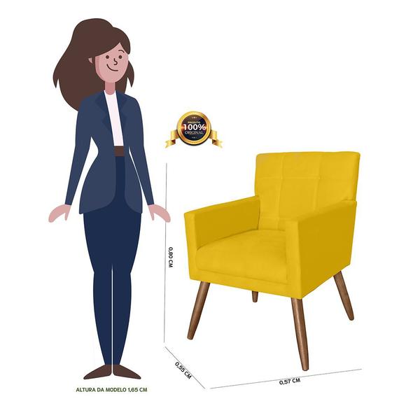 Imagem de Jogo 2 Poltronas Estofadas Para Quarto Coset Luiza Corano Amarelo - DL Decor