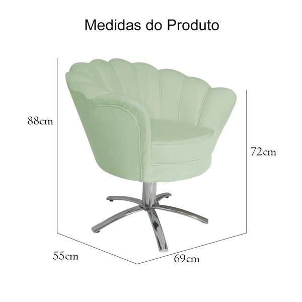 Imagem de Jogo 2 Poltronas Para Sala Comercial Base Giratória de Metal Pétala Veludo Verde Chá - LM DECOR