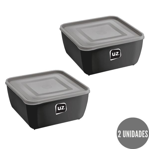 Imagem de Jogo 2 Potes Preto Quadrado 1,5L Linha Gourmet Marmita