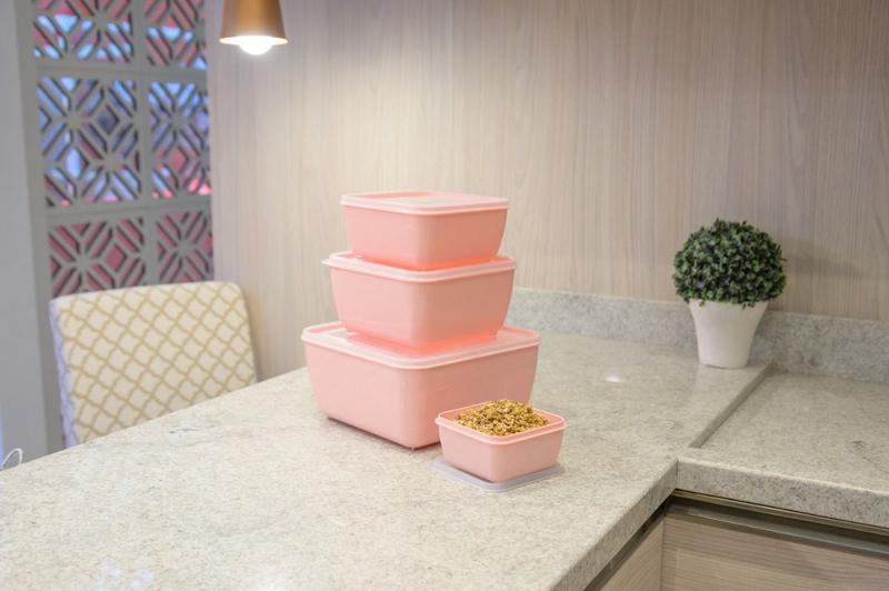 Jogo 2 potes Rosa Quadrado 5 L Tampa Boa Vedação - UZ Imagem de Jogo 2 potes Rosa Quadrado 5 L Tampa Boa Vedação