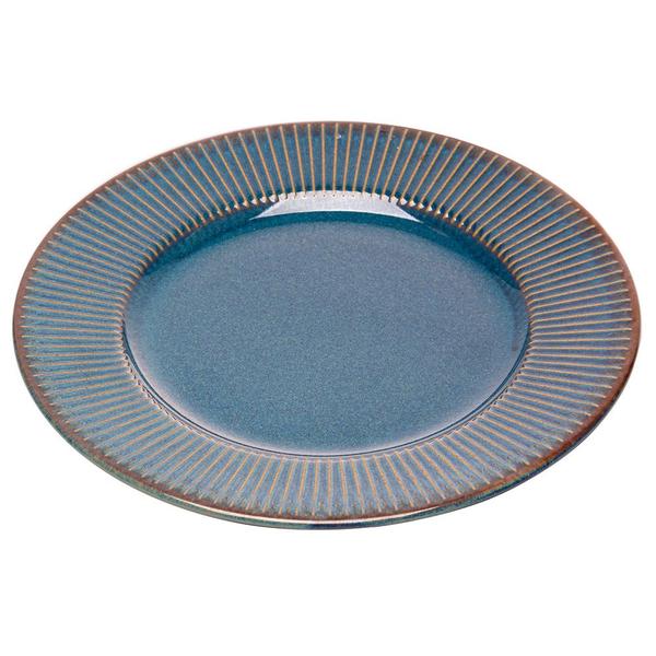 Imagem de Jogo 2 Prato de Sobremesa Ceramica Azul Linear Rústico 20cm Lyor