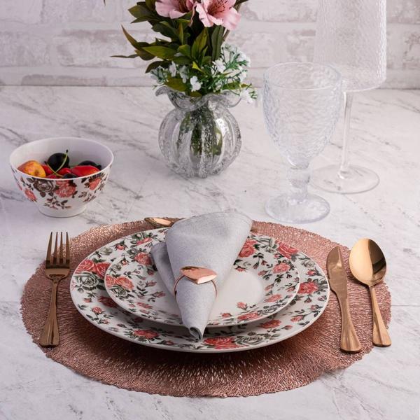 Imagem de Jogo 2 Pratos Raso de Porcelana Pink Garden Flores 27cm Lyor