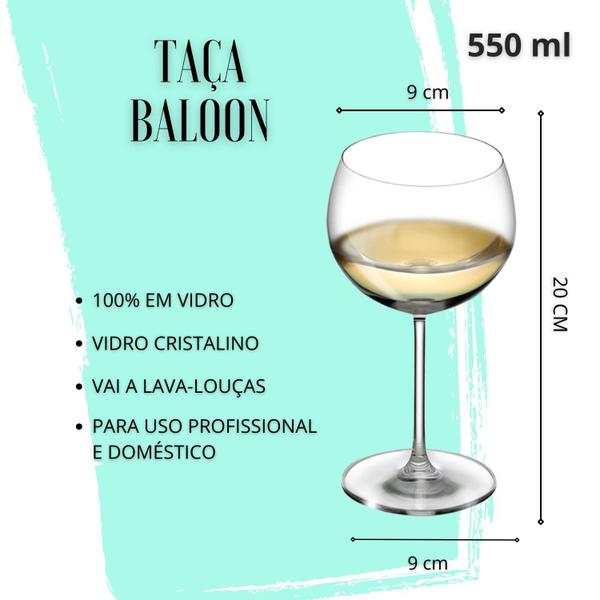 Imagem de Jogo 2 Taça Viniho Balloon Gin com 550ml Vidro Cristal Ecologico 