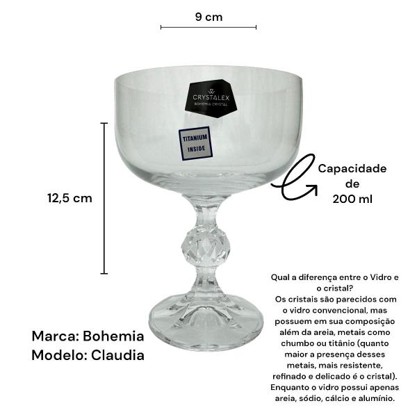 Imagem de Jogo 2 Taças de Champanhe Sobremesa Cristal Bohemia 200ml