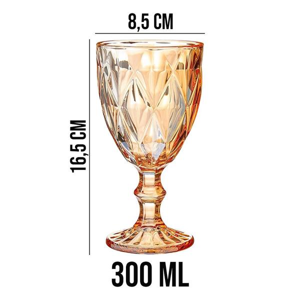 Imagem de Jogo 2 Taças de Vidro Diamond Diamante Âmbar Metalizado 300ml Água Class Home