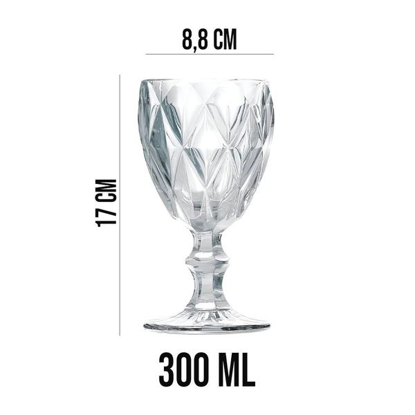 Imagem de Jogo 2 Taças de Vidro Diamond Diamante Transparente 300ml Água Class Home