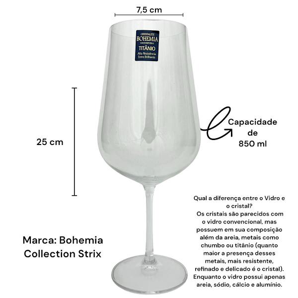 Imagem de Jogo 2 Taças Vinho Bordeaux Strix Wine Cristal Bohemia 850ml