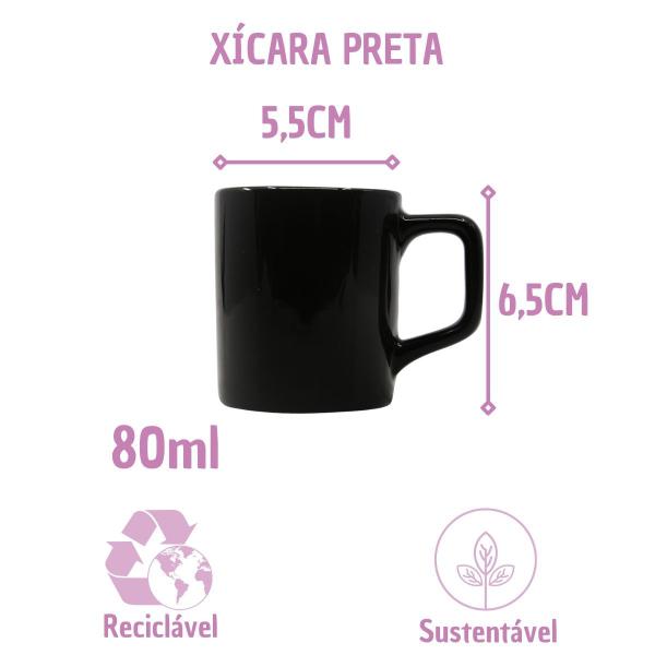 Imagem de Jogo 2 Xícara Café Cerâmica Colors 80mL Preta Brilhosa