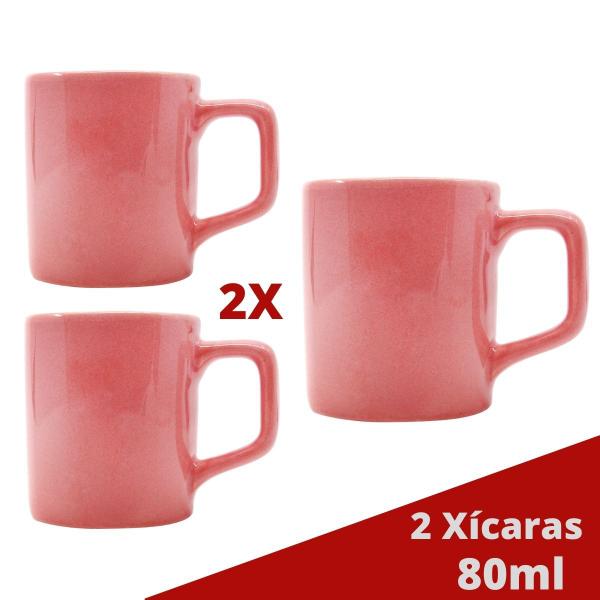 Imagem de Jogo 2 Xícara Café Expresso Mini Canecas Chá Rosa 80mL