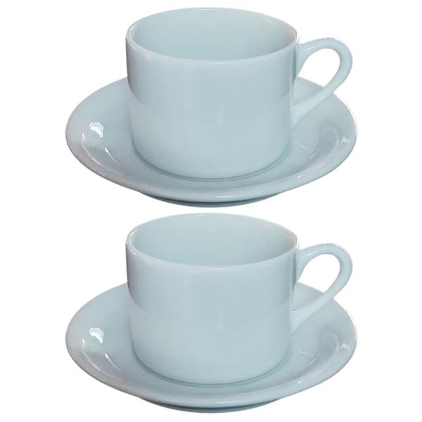 Imagem de Jogo 2 xícaras Café Chá c/ pires - 170ml Base Reta-Porcelana