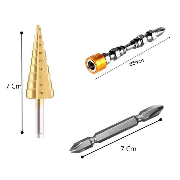 Imagem de Jogo 20 Peça Bits Magneticos Ponteira Parafusadeira  Escalonada Soquetes 