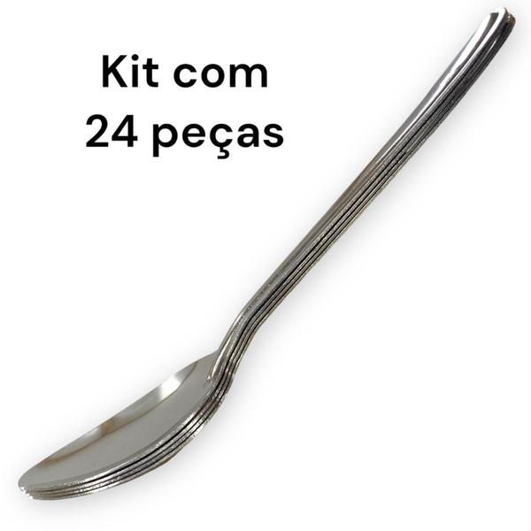 Imagem de Jogo 24 Colher De Sopa Aço Inox Cozinha Bar Restaurantes