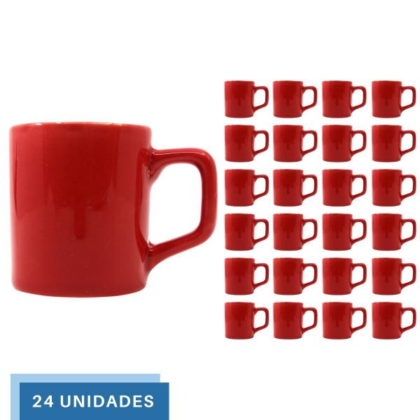 Imagem de Jogo 24 Xícara Café Cerâmica Colors 80mL Vermelha Vibrante