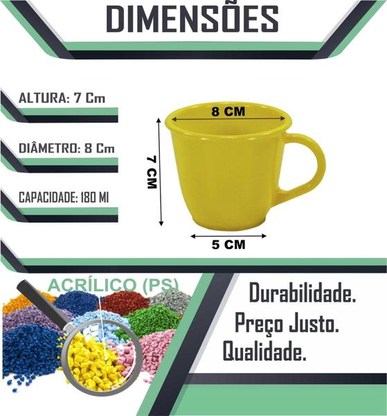 Imagem de Jogo 24 Xícaras Acrílicas Amarela Grande 180 Ml Chá Café