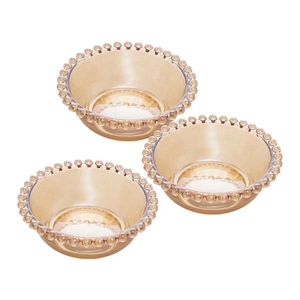 Jogo 3 Bowls de Cristal Pearl Âmbar Wolff 14x5cm Imagem de Jogo 3 Bowls de Cristal Pearl Âmbar Wolff 14x5cm