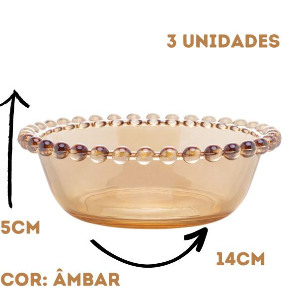 Jogo 3 Bowls de Cristal Pearl Âmbar Wolff 14x5cm Imagem de Jogo 3 Bowls de Cristal Pearl Âmbar Wolff 14x5cm