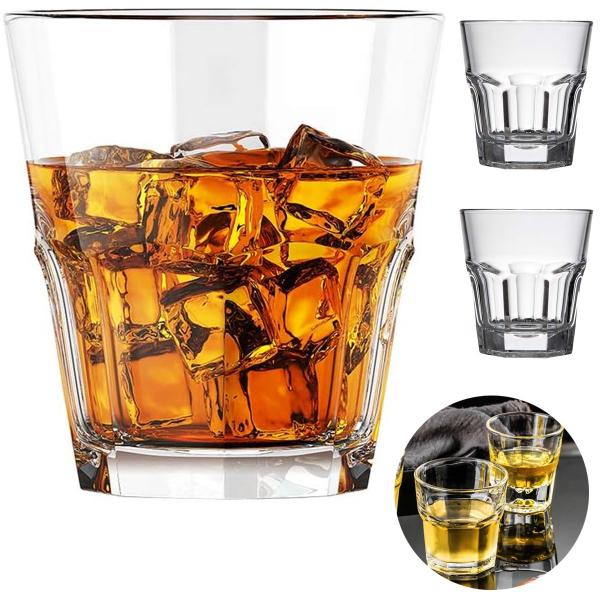 Imagem de Jogo 3 Copos de Vidro Grosso Transparente Baixo 300ml Resistente Casual Whisky Licor Vodka