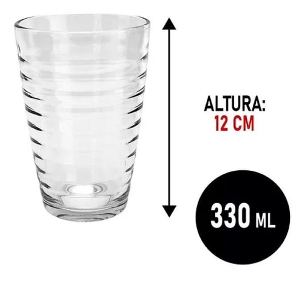 Imagem de Jogo 3 Copos Vidro Bebida Água Suco Refrigerante 330ml Casa