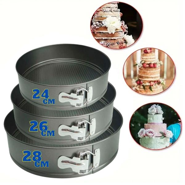 Jogo 3 Formas Para Bolo Torta C/ Fundo Removível Antiaderent - 123UTIL Imagem de Jogo 3 Formas Para Bolo Torta C/ Fundo Removível Antiaderent