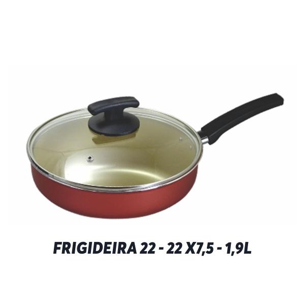 Jogo 3 Frigideiras A.A Premium CherryCream Com Tampa de Vidro Vermelho - Estamparia Leste Imagem de Jogo 3 Frigideiras A.A Premium CherryCream Com Tampa de Vidro Vermelho