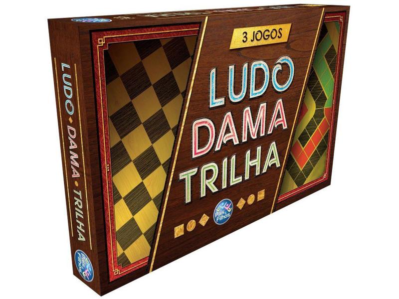 Imagem de Jogo 3 Jogos Ludo, Dama e Trilha Tabuleiro - Pais e Filhos