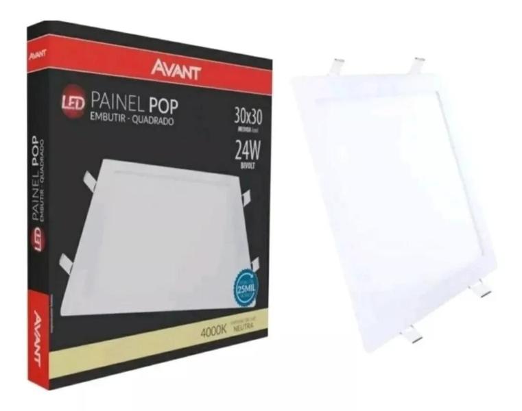 Imagem de Jogo 3 Painel Luminaria Embutir Led 24w 30x30 Branco 4000k