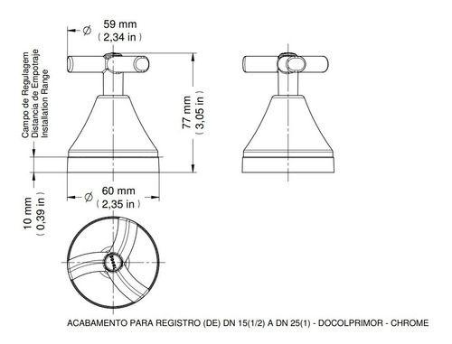 Imagem de Jogo 3 Peças Acabamento Registro 3/4 Docol Primor Cromado