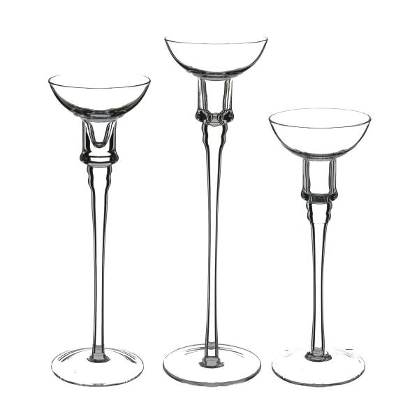 Jogo 3 peças castiçal porta vela home&co eco crystal transparente decorativo Imagem de Jogo 3 peças castiçal porta vela home&co eco crystal transparente decorativo