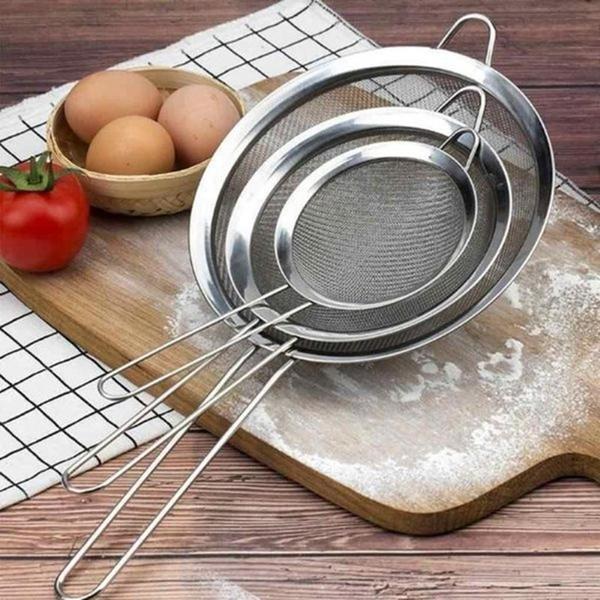 Imagem de Jogo 3 Peneiras Aço Inox Luxo Pmg Utensílios De Cozinha Kit