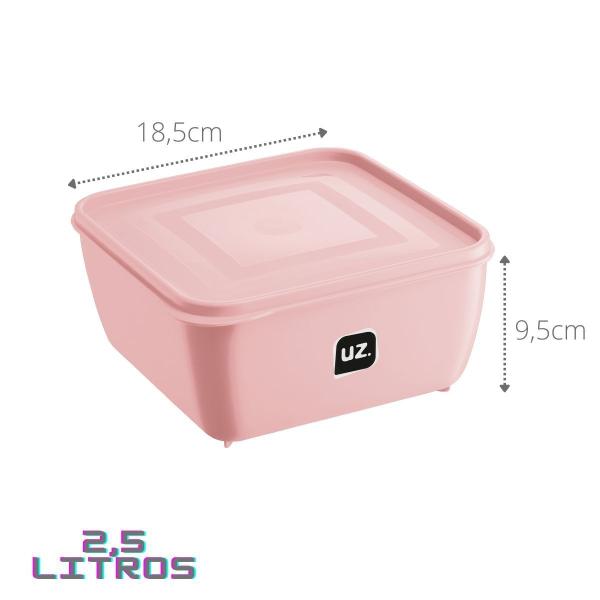 Imagem de Jogo 3 Potes Rosa Coleção 3 Tamanhos 500 ml, 1,5 L e 2,5 L