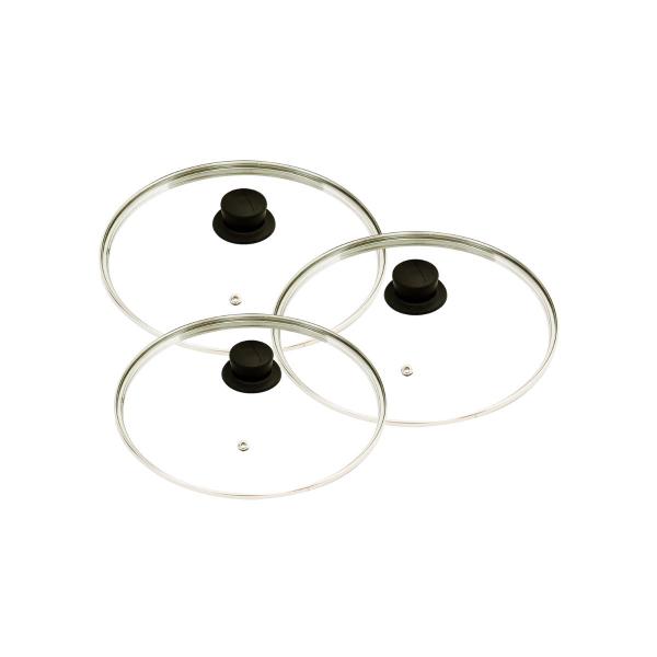 Jogo 3 Tampas De Vidro Avulsas Para Panelas: 28 Cm - OkayShop Imagem de Jogo 3 Tampas De Vidro Avulsas Para Panelas: 28 Cm