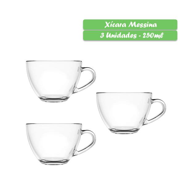 Imagem de Jogo 3 Xicaras Café Elegante 250ml Transparente Canecas De Vidro Lisa Para Coffee Expresso