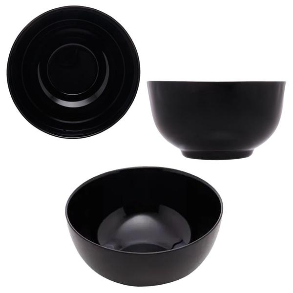 Imagem de Jogo 4 Bowls De Vidro Opalino Diwali 700ml 14cm Preto P/ Caldos Pokes Lyor