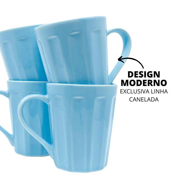 Imagem de Jogo 4 Caneca Chá Café Azul 250ml em Porcelana