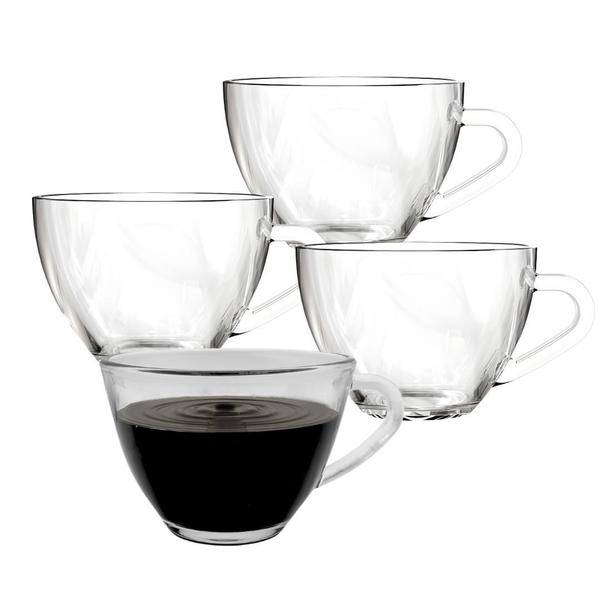 Imagem de Jogo 4 Caneca Xícara Cappuccino Expresso Café Vidro 200ml