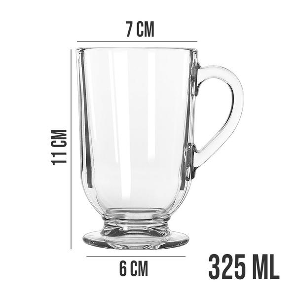 Imagem de Jogo 4 Canecas de Cappuccino Vidro Berlim Taça Café Transparente 325ml Em Casa Tem