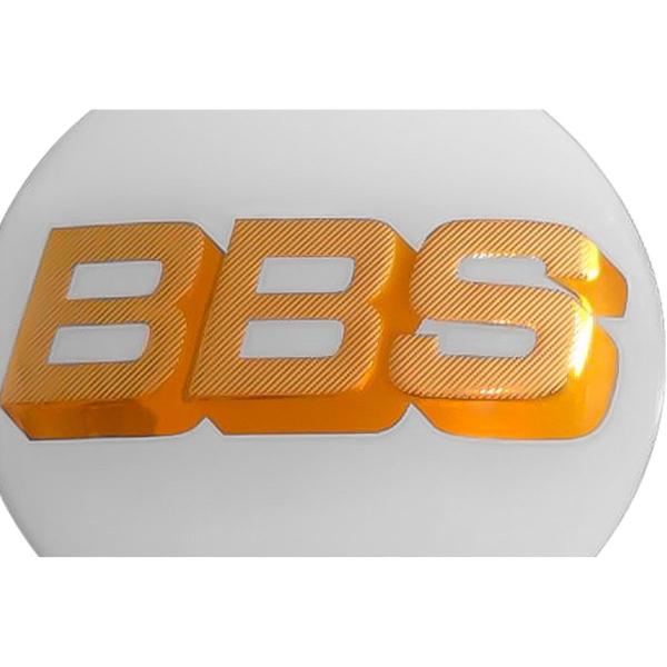 Imagem de Jogo 4 Emblema Roda BBS Branco Com Dourado 69mm