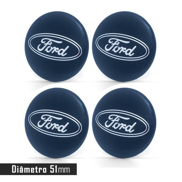 Imagem de Jogo 4 Emblema Roda  Ford Marinho 51mm.